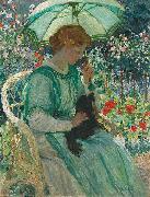 E.Phillips Fox The green parasol, oil painting artist